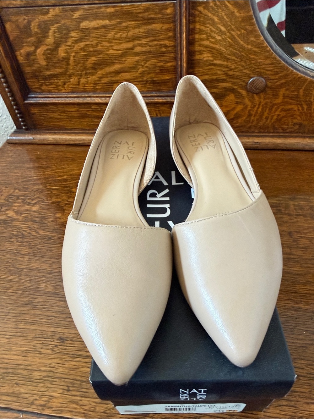 Naturalizer Women's D'Orsay Pointed Flats in Beige